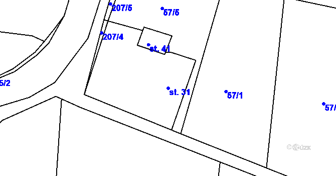 Parcela st. 31 v KÚ Hradišťský Újezd, Katastrální mapa
