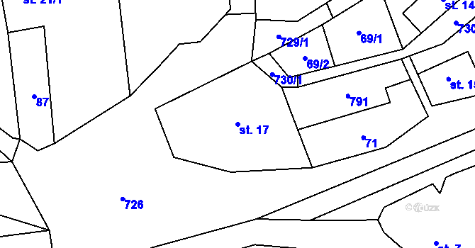 Parcela st. 17 v KÚ Hracholusky nad Berounkou, Katastrální mapa