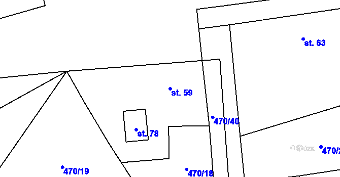 Parcela st. 59 v KÚ Hracholusky nad Berounkou, Katastrální mapa