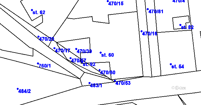 Parcela st. 60 v KÚ Hracholusky nad Berounkou, Katastrální mapa