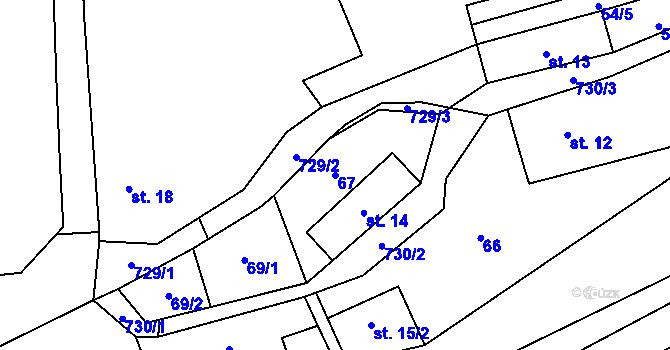 Parcela st. 67 v KÚ Hracholusky nad Berounkou, Katastrální mapa