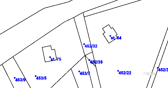 Parcela st. 452/32 v KÚ Hracholusky nad Berounkou, Katastrální mapa