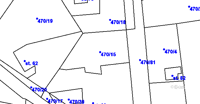Parcela st. 470/15 v KÚ Hracholusky nad Berounkou, Katastrální mapa