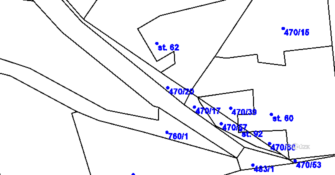 Parcela st. 470/20 v KÚ Hracholusky nad Berounkou, Katastrální mapa