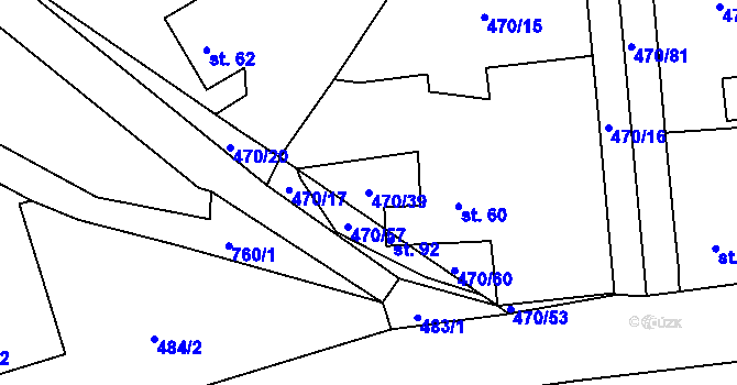 Parcela st. 470/39 v KÚ Hracholusky nad Berounkou, Katastrální mapa