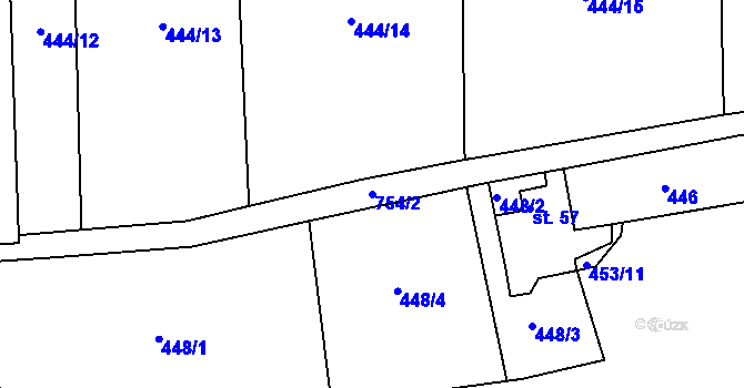 Parcela st. 754/2 v KÚ Hracholusky nad Berounkou, Katastrální mapa
