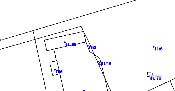 Parcela st. 11/8 v KÚ Hracholusky nad Berounkou, Katastrální mapa