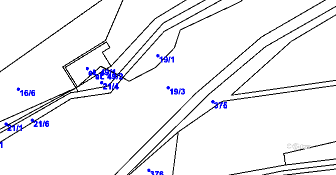Parcela st. 19/3 v KÚ Hracholusky nad Berounkou, Katastrální mapa