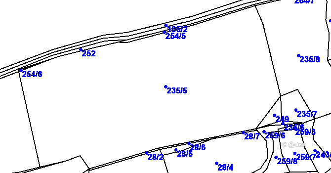 Parcela st. 235/5 v KÚ Hracholusky nad Berounkou, Katastrální mapa