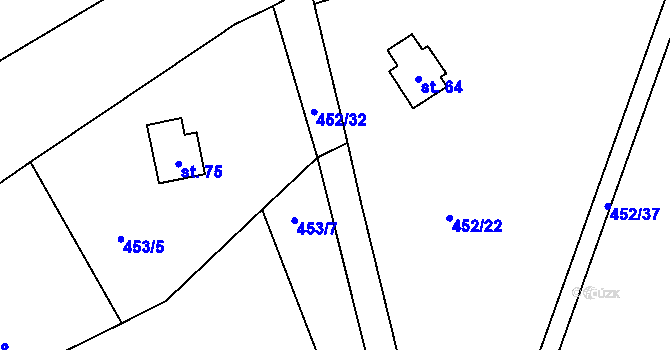 Parcela st. 452/38 v KÚ Hracholusky nad Berounkou, Katastrální mapa