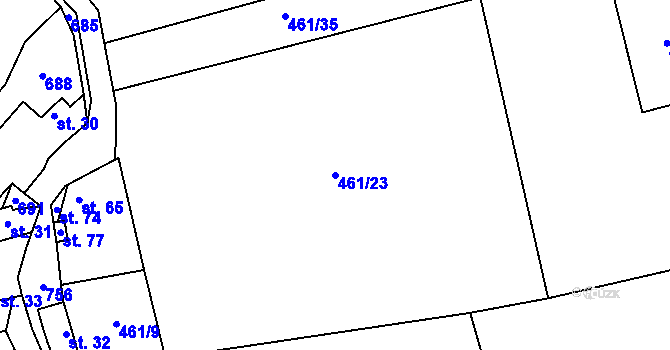 Parcela st. 461/23 v KÚ Hracholusky nad Berounkou, Katastrální mapa