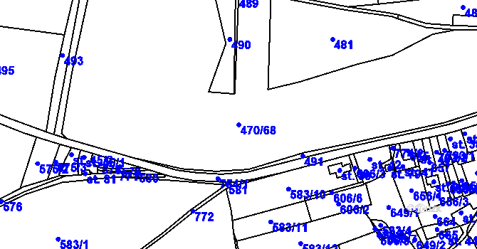 Parcela st. 470/68 v KÚ Hracholusky nad Berounkou, Katastrální mapa