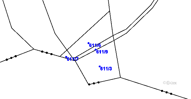 Parcela st. 611/9 v KÚ Hracholusky nad Berounkou, Katastrální mapa
