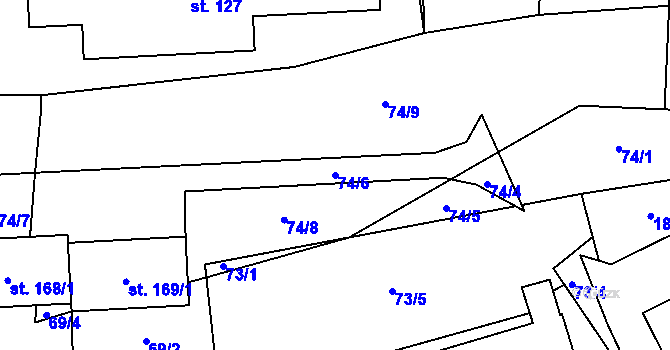 Parcela st. 74/6 v KÚ Hracholusky u Prachatic, Katastrální mapa