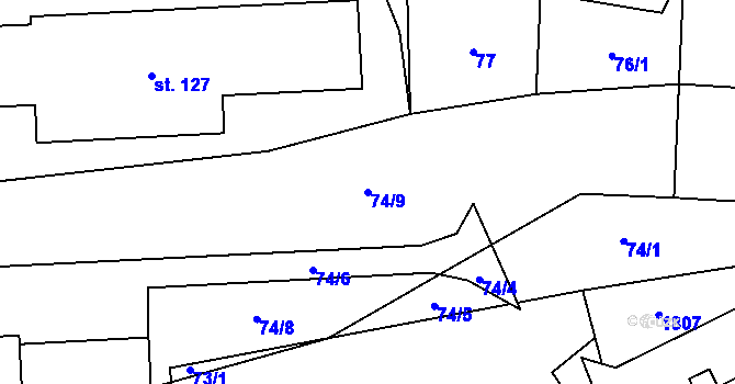 Parcela st. 74/9 v KÚ Hracholusky u Prachatic, Katastrální mapa