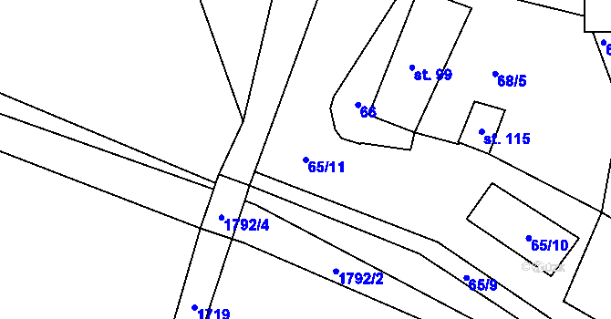 Parcela st. 65/11 v KÚ Hracholusky u Prachatic, Katastrální mapa