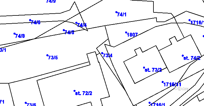 Parcela st. 73/4 v KÚ Hracholusky u Prachatic, Katastrální mapa