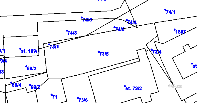 Parcela st. 73/5 v KÚ Hracholusky u Prachatic, Katastrální mapa