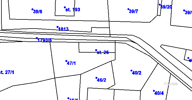 Parcela st. 26 v KÚ Hracholusky u Prachatic, Katastrální mapa