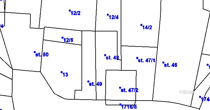 Parcela st. 48 v KÚ Hracholusky u Prachatic, Katastrální mapa