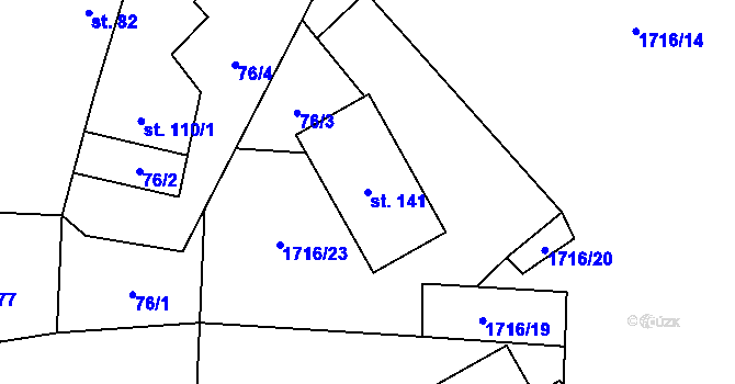 Parcela st. 141 v KÚ Hracholusky u Prachatic, Katastrální mapa