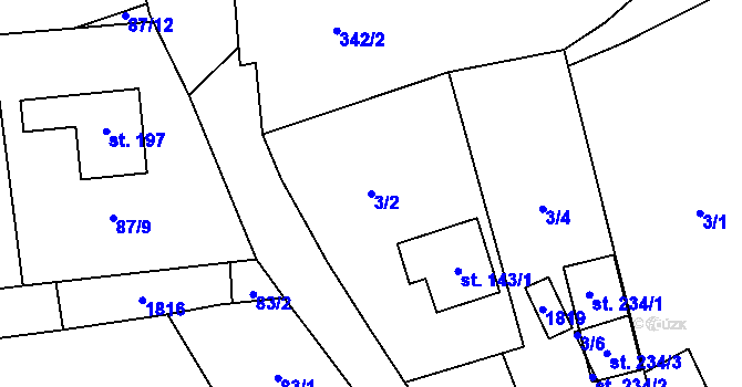 Parcela st. 3/2 v KÚ Hracholusky u Prachatic, Katastrální mapa