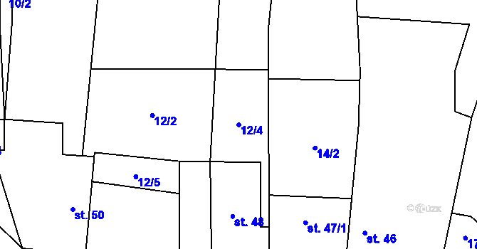 Parcela st. 12/4 v KÚ Hracholusky u Prachatic, Katastrální mapa