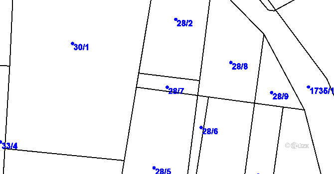 Parcela st. 28/7 v KÚ Hracholusky u Prachatic, Katastrální mapa