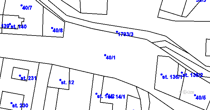 Parcela st. 40/1 v KÚ Hracholusky u Prachatic, Katastrální mapa