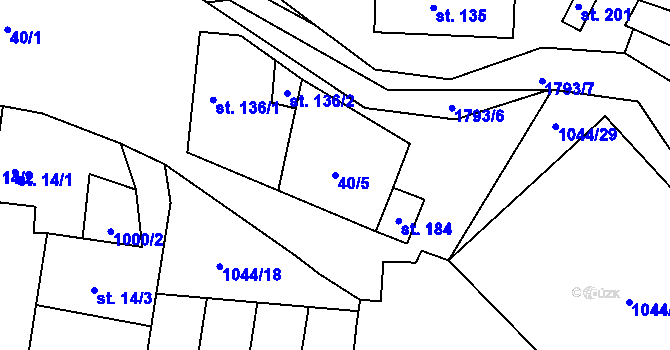 Parcela st. 40/5 v KÚ Hracholusky u Prachatic, Katastrální mapa