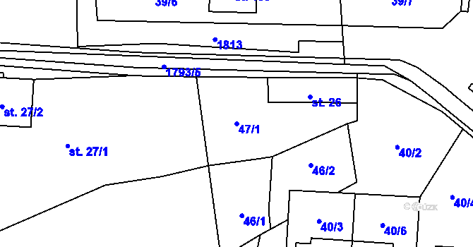 Parcela st. 47/1 v KÚ Hracholusky u Prachatic, Katastrální mapa