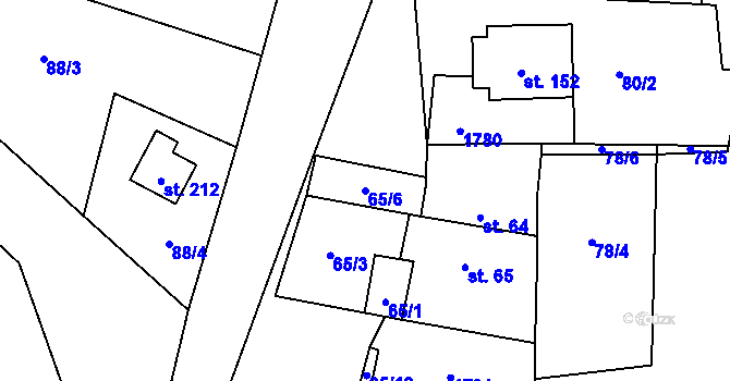 Parcela st. 65/6 v KÚ Hracholusky u Prachatic, Katastrální mapa