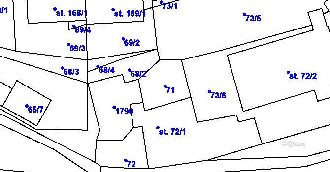 Parcela st. 71 v KÚ Hracholusky u Prachatic, Katastrální mapa