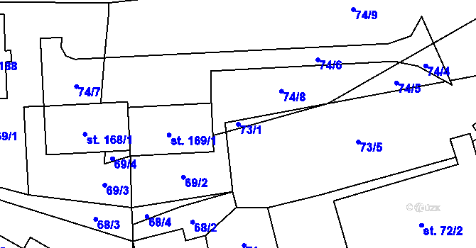 Parcela st. 73/1 v KÚ Hracholusky u Prachatic, Katastrální mapa