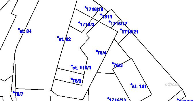 Parcela st. 76/4 v KÚ Hracholusky u Prachatic, Katastrální mapa