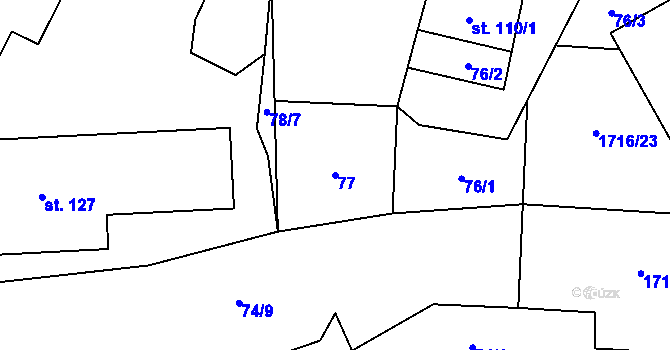 Parcela st. 77 v KÚ Hracholusky u Prachatic, Katastrální mapa