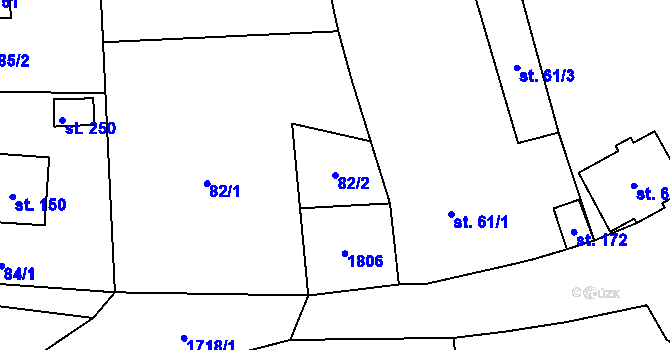 Parcela st. 82/2 v KÚ Hracholusky u Prachatic, Katastrální mapa
