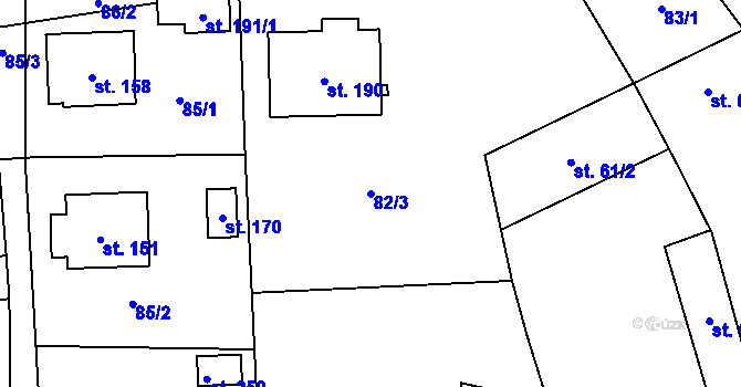 Parcela st. 82/3 v KÚ Hracholusky u Prachatic, Katastrální mapa