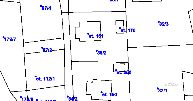 Parcela st. 85/2 v KÚ Hracholusky u Prachatic, Katastrální mapa