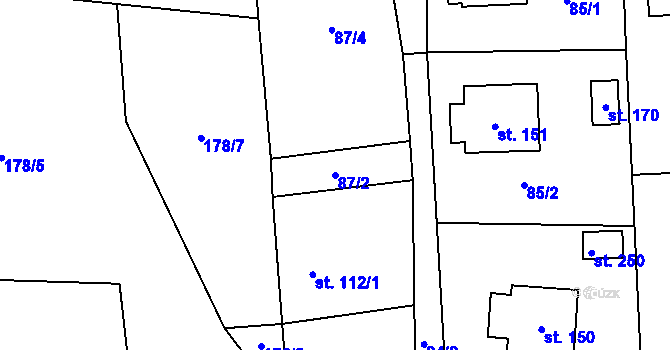 Parcela st. 87/2 v KÚ Hracholusky u Prachatic, Katastrální mapa