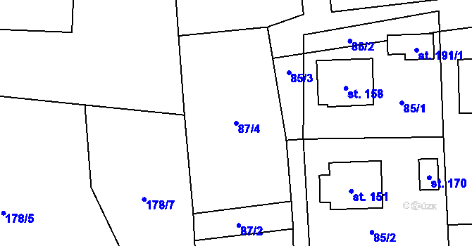 Parcela st. 87/4 v KÚ Hracholusky u Prachatic, Katastrální mapa