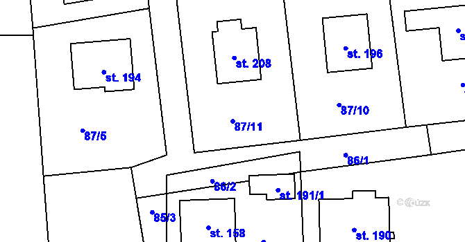 Parcela st. 87/11 v KÚ Hracholusky u Prachatic, Katastrální mapa
