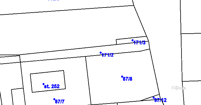 Parcela st. 171/2 v KÚ Hracholusky u Prachatic, Katastrální mapa