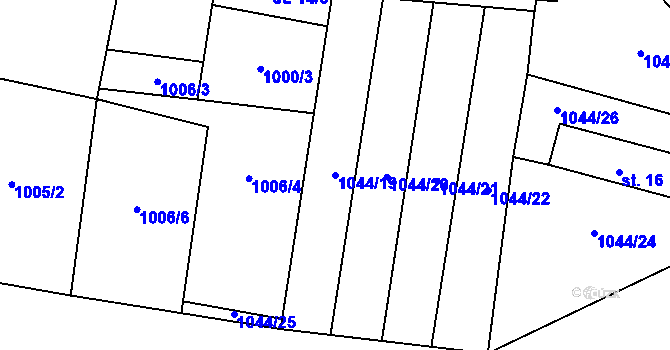 Parcela st. 1044/19 v KÚ Hracholusky u Prachatic, Katastrální mapa