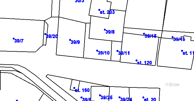 Parcela st. 39/10 v KÚ Hracholusky u Prachatic, Katastrální mapa