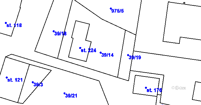 Parcela st. 39/14 v KÚ Hracholusky u Prachatic, Katastrální mapa