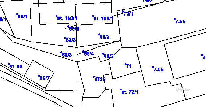 Parcela st. 68/2 v KÚ Hracholusky u Prachatic, Katastrální mapa