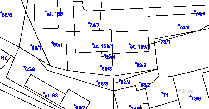 Parcela st. 69/4 v KÚ Hracholusky u Prachatic, Katastrální mapa