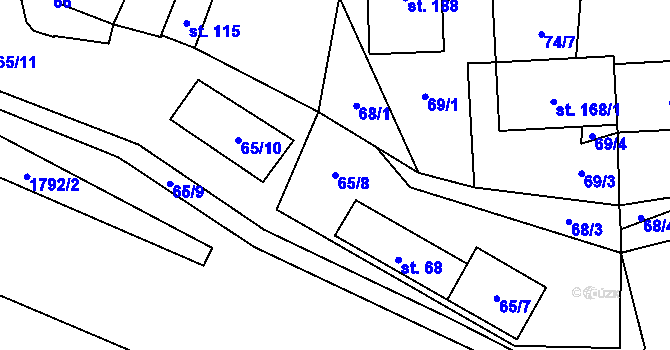 Parcela st. 65/8 v KÚ Hracholusky u Prachatic, Katastrální mapa