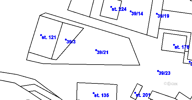 Parcela st. 39/21 v KÚ Hracholusky u Prachatic, Katastrální mapa